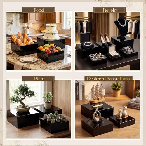 Geelin 6 Pcs Acrylic Risers Cube Stands, Black, 7 to 12 Inch, Square - Image 5