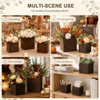 CONNOO 12 Set Wood Cube Planter Boxes, Square Vase Rustic Centerpieces - Image 3