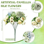 Tigeen 12 Bundles Peonies Artificial Flowers Faux Roses, Green - Image 2
