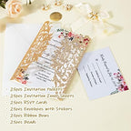 25Pcs Wedding Invitations Glitter Laser Cut Wedding Invitations With Envelopes And Rsvp Cards Blank Inner Sheet Personalized Gold For Engagement Quinceanera Bridal Baby Shower Birthday Party - Image 5