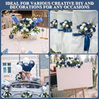 Zeyune 8 Pack Artificial Mini Navy Blue and White Roses 12 Inch Fake Flowers with Stems 80 Small 1.6 Inch Flower Heads Silk Mini Rose Bouquets for Wedding Centerpieces Bridal Bouquets Home Party Decor - Image 6
