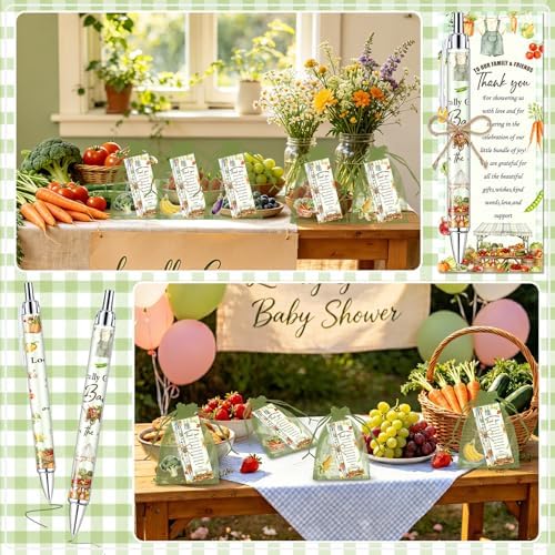 145 Pieces Locally Grown Baby Shower Gifts for Guest Farmers Market Baby On the Way Ballpoint Pens and Keychains Favors Bulk Retractable Baby Shower Pens Gender Reveal Greeting Cards Souvenirs Prizes - Image 6