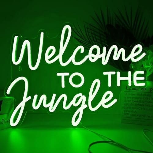 Britrio Welcome to the Jungle Neon Sign Light Safari Jungle Themed Decor by Britrio