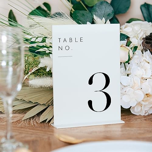 White Wedding Table Numbers 1-20 with Stands, 5"x7" White Acrylic Table Numbers, Perfect for Wedding Reception, Party, Anniversary, Event - Image 3