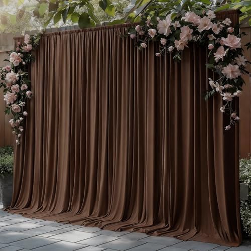 20x12ft Brown Backdrop Curtain Panels for Parties - Wrinkle Free Polyester Photo Curtain Backdrop Wedding Back Drop Fabric Drapes for Party Decorations Background for Photography by WishCare