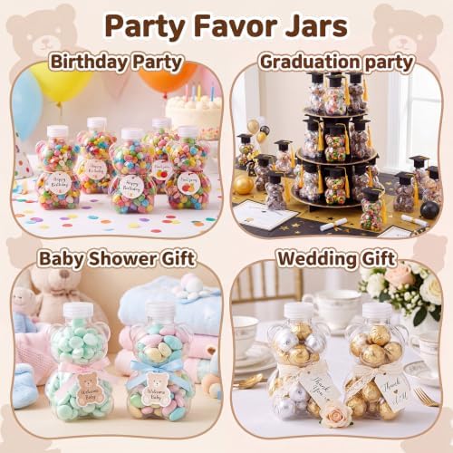 24 Set Graduation Cap Bear Jars Graduation Candy Boxes Containers Plastic Clear Bear Jars with Black Grad Cap and Tassel Grad Gifts Bulk for Party Favors Decorations (200 ml,Clear Eyes) - Image 5