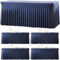 gogoparti 4 Pack Spandex Navy Blue Fitted Table Cloth for 6ft Rectangle Tables Navy Blue Stretch Tablecloth Banquet Table Covers Skirt Wrinkle Free Tablecloths for Parties Wedding by Gogoparti