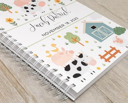 Personalized Baby Memory Book - Hardcover First Year Album Customized with Baby’s Name - Prompted Baby Journal (Farm Life) - Image 2