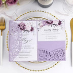 50PCS Purple Blank Wedding Invitations Shower Birthday Quince Party Invites - Image 6