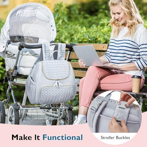 mommore Diaper Bag Backpack, Stylish Mini Baby Bag with Changing Pad - Image 2