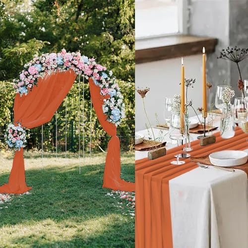 12 Pack Terracotta Table Runner 10ft Romantic Chiffon Table Runner for Wedding Baby Shower and Birthday Party Cake Table Decorations(120 x 12 in) - Image 5