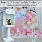 Audio Guest Book Phone Booth Stand with Wheels, Romantic Metal Audio Guestbook Telephone Booth for Wedding Birthdays Party Graduation Baby Shower Retirement Special Occasions Decoration - Image 4