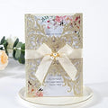 25Pcs Glitter Laser Cut Wedding Invitations with Envelopes and Rsvp Cards by Maffily