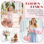 LEIFIDE 50 Pcs Plastic Clear Gift Bags with Handles,11.8 X 13.8 X 4.7 Inch - Image 4