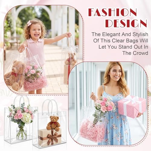 LEIFIDE 50 Pcs Plastic Clear Gift Bags with Handles,11.8 X 13.8 X 4.7 Inch - Image 4