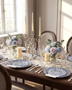 Hioasis Blue Plastic Plates, Floral Disposable Plates, 60 Pcs for 30 Guests - Image 4