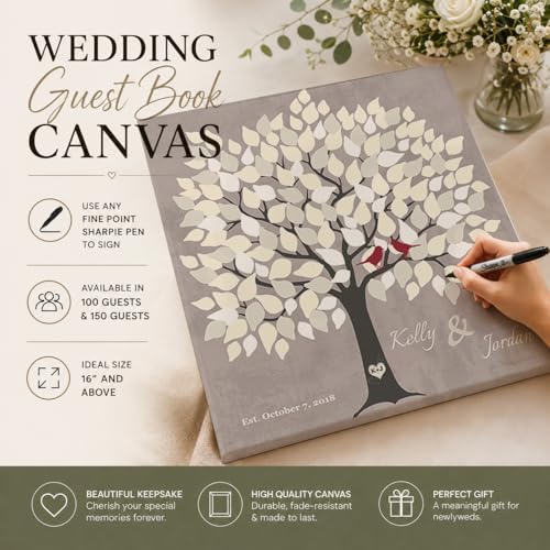 MuralMax Personalized Wedding Signing Tree Canvas Guest Book Wall Art - Image 5