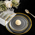 LIYH 60 Pcs Clear and Gold Plastic Plates Heavy Duty Clear Disposable Plates for Party Gold Plastic Plate for Wedding Birthday Include 30 Dinner 30 Dessert Plate - Image 5