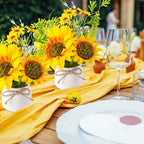 Zeyune Artificial Sunflower Potted Plants Rustic Wedding Table Centerpieces Summer Spring Kitchen Silk Yellow Flower with Plastic Pot for Home Bathroom Office Bridal Shower(8 Pcs,White,Sunflower) - Image 4