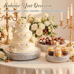 Wenqik 5 Pcs Metal Silver Cake Stand,16/14/12/10/8 in Round Cake Holder - Image 6