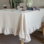 GLORY SEASON Retro Farmhouse Ruffle Tablecloth Cotton Flounces Trim Washable Table Cover Tablecloths for Rectangle Table Baby Shower Kitchen Party Wedding Decor, 52''x70'' - Image 2