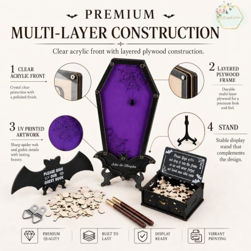 Halloween Wedding Guest Book Personalized Coffin Keepsake Frame - Image 6