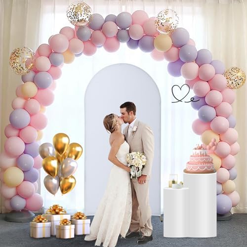 Gawicpy Wedding Arch Backdrop Stand Set Metal Arch Backdrop Stand with Wedding Arch Cover, Wedding Balloon Arch Backdrop Stand for Birthday, Baby Shower, Anniversary (White, 5.9FT+6.6FT+7.2FT) - Image 2