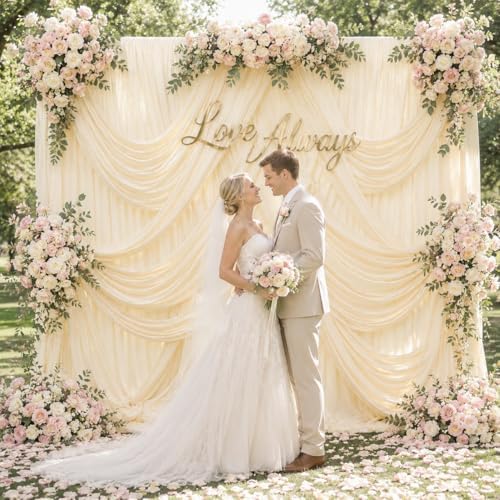 20ft x 10ft Beige Backdrop Curtains for Parties, 4 Panels 5ft x 10ft Wrinkle-Free Polyester Photo Backdrop Drapes for Wedding Birthday Baby Shower Graduation Photography Background - Image 4