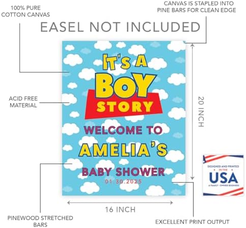 Andaz Press Its A Boy Story Baby Shower Decorations, 16"x20" Personalized Welcome Baby Shower Sign Decor, Its A Boy Story Sign In Guest Book Alternative - Image 2