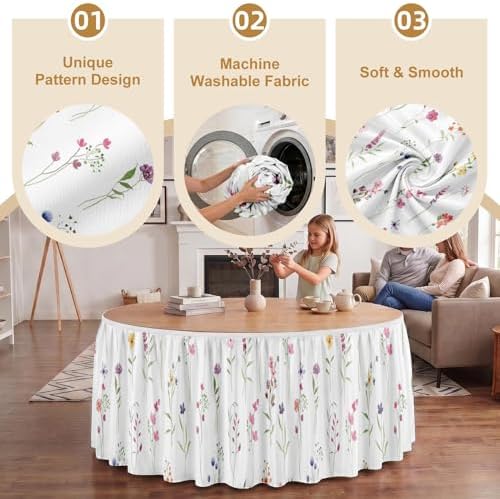 Sanwarm Table Skirt, 29" x 108", for Rectangular & Round Desk Botanical - Image 5
