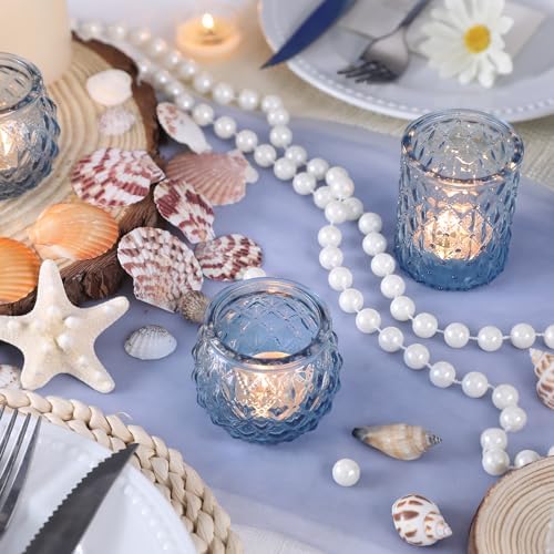 DARJEN Blue Votive Candle Holders Set of 36- Round Candle Holders Bulk, Glass Candle Holder for Wedding Home Decoration, Tea Lights Candle Holders for Wedding Shower, Party & Gift - Image 3