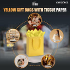 YACEYACE Yellow Gift Bags 20Pack, Yellow Gift Bags with Tissue Paper - Image 7