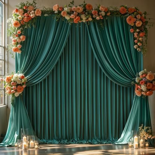 Hunter Green Backdrop Curtain-Wrinkle-Free Polyester Fabric Green Photography Curtains for Wedding Party Photo Background Decorations- 32 X10FT (Hunter Green) - Image 6