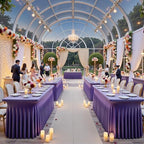 NSSONBEN 2 pk Purple Spandex Tablecloth for 6 Foot Rectangle Tables,Wrinkle Free Fitted Spandex Table Covers 6ft Stretch Table Cloths with Ruffle Skirt for Parties Weddings Banquet Baby Shower - Image 6