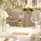 FOCHIER F Wedding Table Number 1-20 with Stand,Gold Arched Acrylic Sign with Holder for Wedding Reception,Centerpiece,Anniversary(Wave) - Image 3