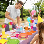 Kochorie 350 Pieces Neon Dinnerware Set, 7 & 9 inch Dessert Paper Plates Cups Napkins Plastic Cutlery Disposable Party Supplies for Neon Glow Party Birthday Baby Shower Wedding, Serve 50 Guests - Image 6