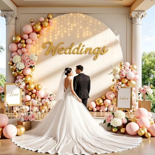 GALLETY 7.2FT Ivory Round Backdrop Cover with String Lights, Adjustable Fit for 5FT–7.2FT Circle Arch Stands, 4 Metal Clips & 24 Clear Clips, Circle Backdrop Cover for Wedding, Birthday & Baby Shower - Image 5