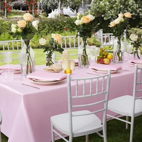 6 Pack Satin Table Cover Rectangle, 60 x 120 Inches, Pink - Image 4