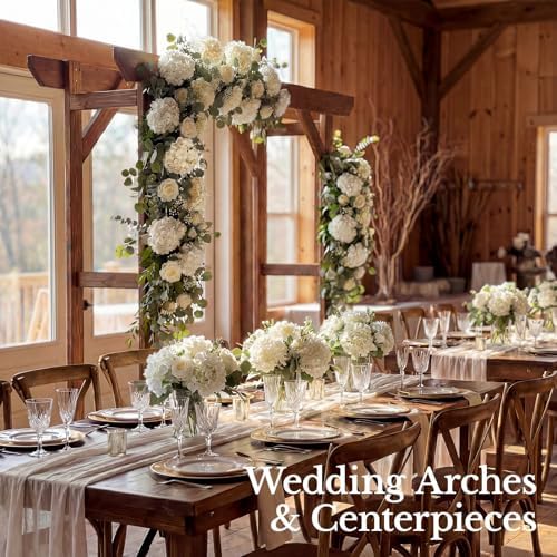 65PCS Hydrangea Artificial Flowers with Stronger Bendable Stems, Premium Silk Faux Hydrangea Flowers Bulk for DIY Wedding, Arches, Baby Showers & Large Event Decor(Ivory) - Image 4