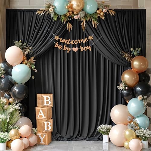 20x10ft Black Backdrop Curtain Panels for Parties - Wrinkle Free Polyester Photo Curtain Backdrop Wedding Back Drop Fabric Drapes for Party Decorations Background for Photography - Image 6