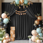 20x12ft Black Backdrop Curtain Panels for Parties - Wrinkle Free Polyester Photo Curtain Backdrop Wedding Back Drop Fabric Drapes for Party Decorations Background for Photography - Image 3
