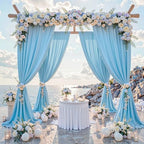 40 ft x 10 ft Wrinkle Free Baby Blue Backdrop Curtains for Parties, 8 Panels Polyester Light Blue Photo Backdrop Drapes for Birthday Wedding Party Baby Shower Photography - Image 3