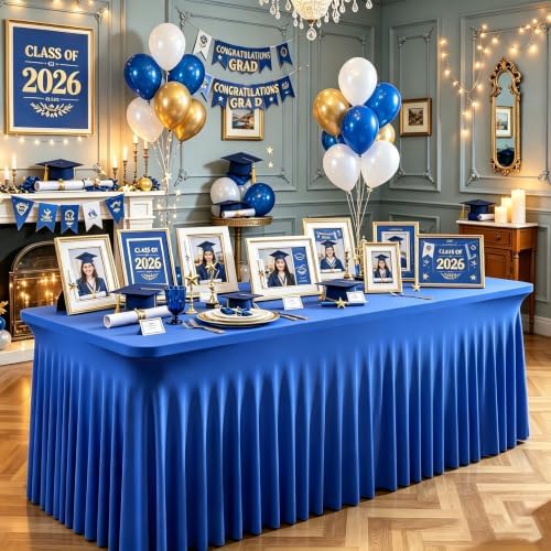 1 Pack Royal Blue Spandex Tablecloths for 6 Foot Rectangle Tables - Image 3