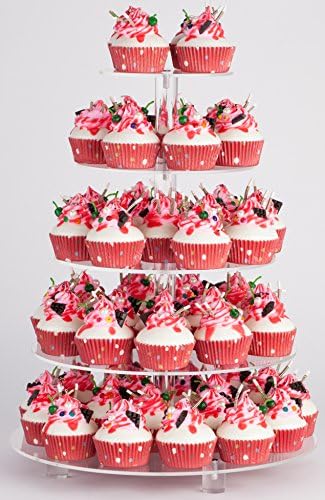 YestBuy Lager Cupcake Stand for 50 Cupcakes, 5 Tier Round Cupcake Tower，Acrylic Cupcake Holder with Base for Dessert Table Wedding Birthday Party- Clear, 16 Inch by YestBuy
