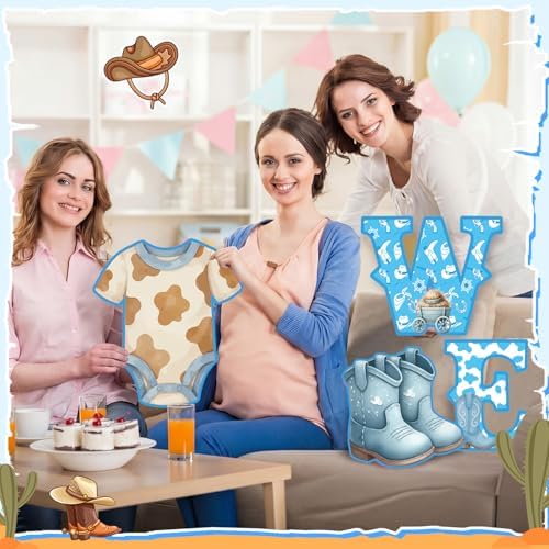 Sliner 15 Pcs Welcome Cowboy Baby Shower Decoration 15 Inch Blue Yard Signs with Stakes Large Lawn Sign for Gender Reveal Newborn Welcome Home Outdoor Party Decoration - Image 5