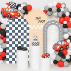 Set of 3 Racing Car Arch Backdrop Cover Track Checkered Spandex Stretchy Arch Cover for Boys Birthday Wedding Baby Shower Party Decoration (6ft,6.6ft,7.2ft,Two Fast) - Image 5