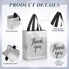 Fumete 100 Pcs Silver Glossy Thank You Gift Bag with Handles - Image 4
