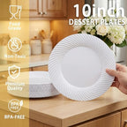IOOOOO 100Pcs 10" White Plastic Dinner Plates,Disposable Plates for Party - Image 2