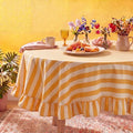 Tudomro Striped Tablecloth, Round, Mustard, Ivory, 60'' X 60'' by Tudomro