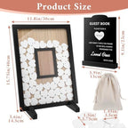 Wedding Guest Book Alternatives, Rustic Wedding Guest Book Sign Reception Drop Box with 100 Wooden Picture Frame Hearts for Wedding Anniversary Birthday Party (Black) - Image 2